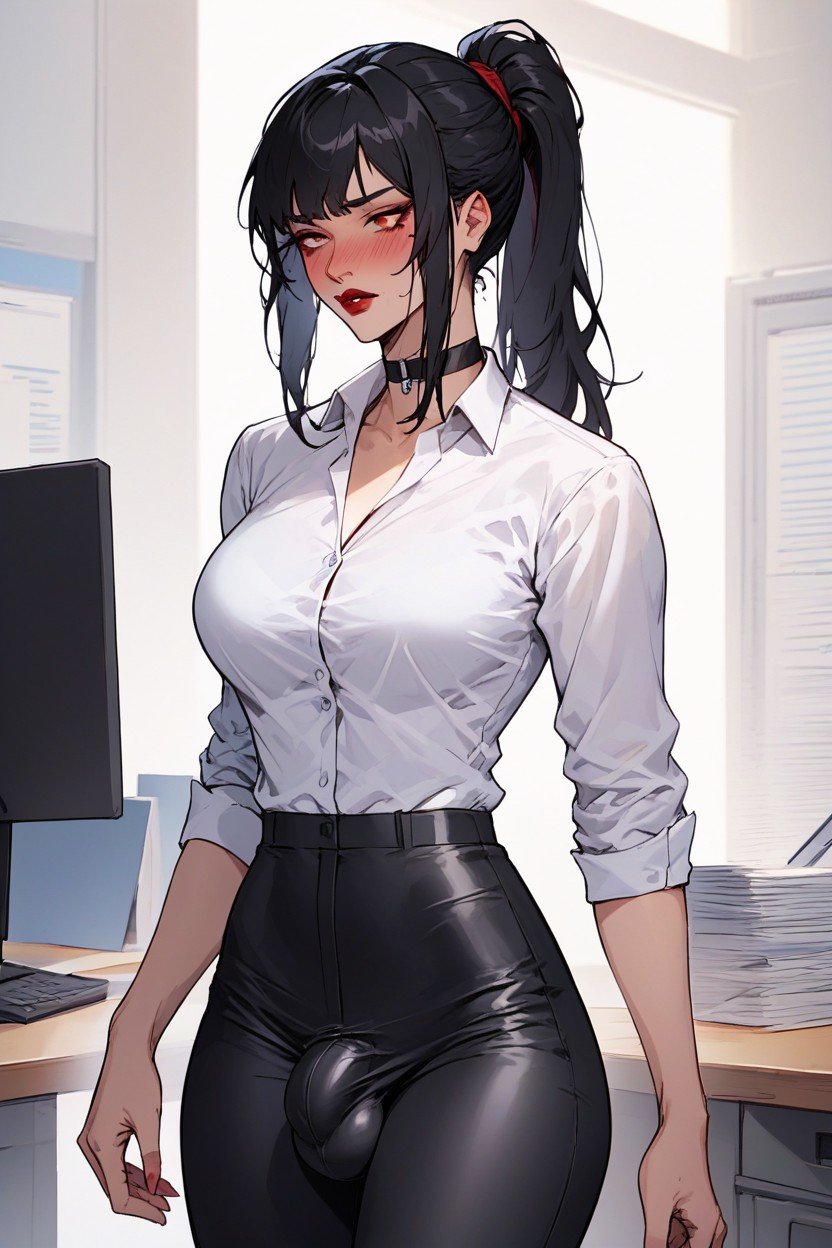 Choker, Office Shirt, Small Breast AI Porn