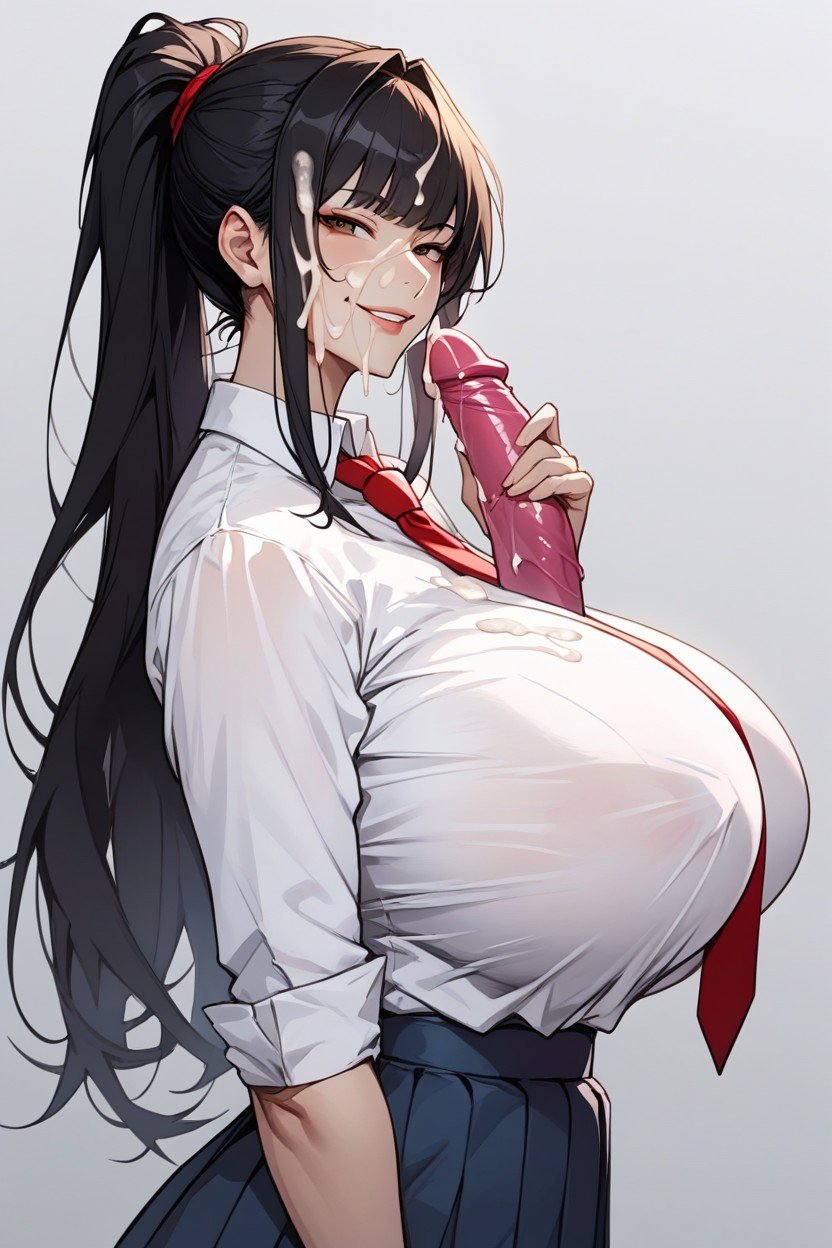 School Uniform, Ponytail, Breast Expansion AI Porn