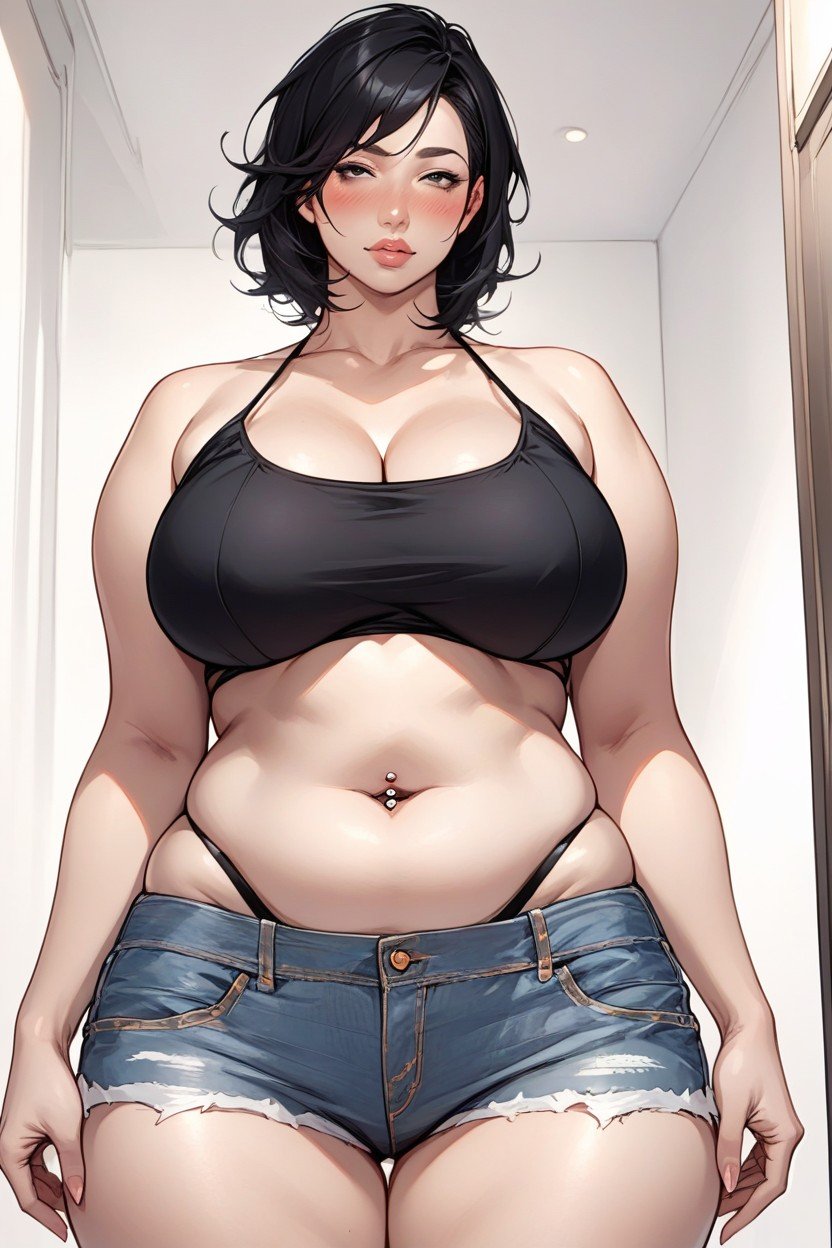 Front View, Thick, Black Hair Furry AI Porn