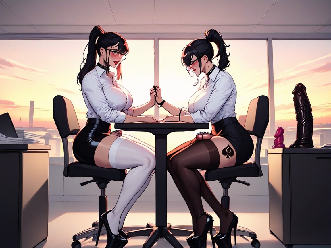 Double Dildo, Office Shirt, Round Glasses퍼리 AI 포르노