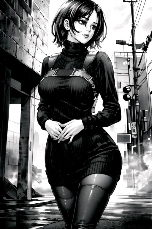 Black & White Manga, Foto Da Cintura, 1 Pessoa Hentai IA pornografia