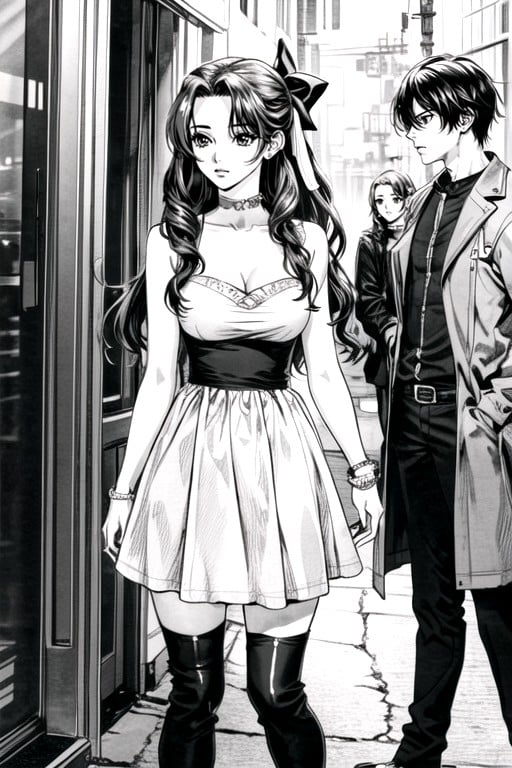 Black & White Manga, Waist Shot, Aerith (final Fantasy) Hentai AI Porn