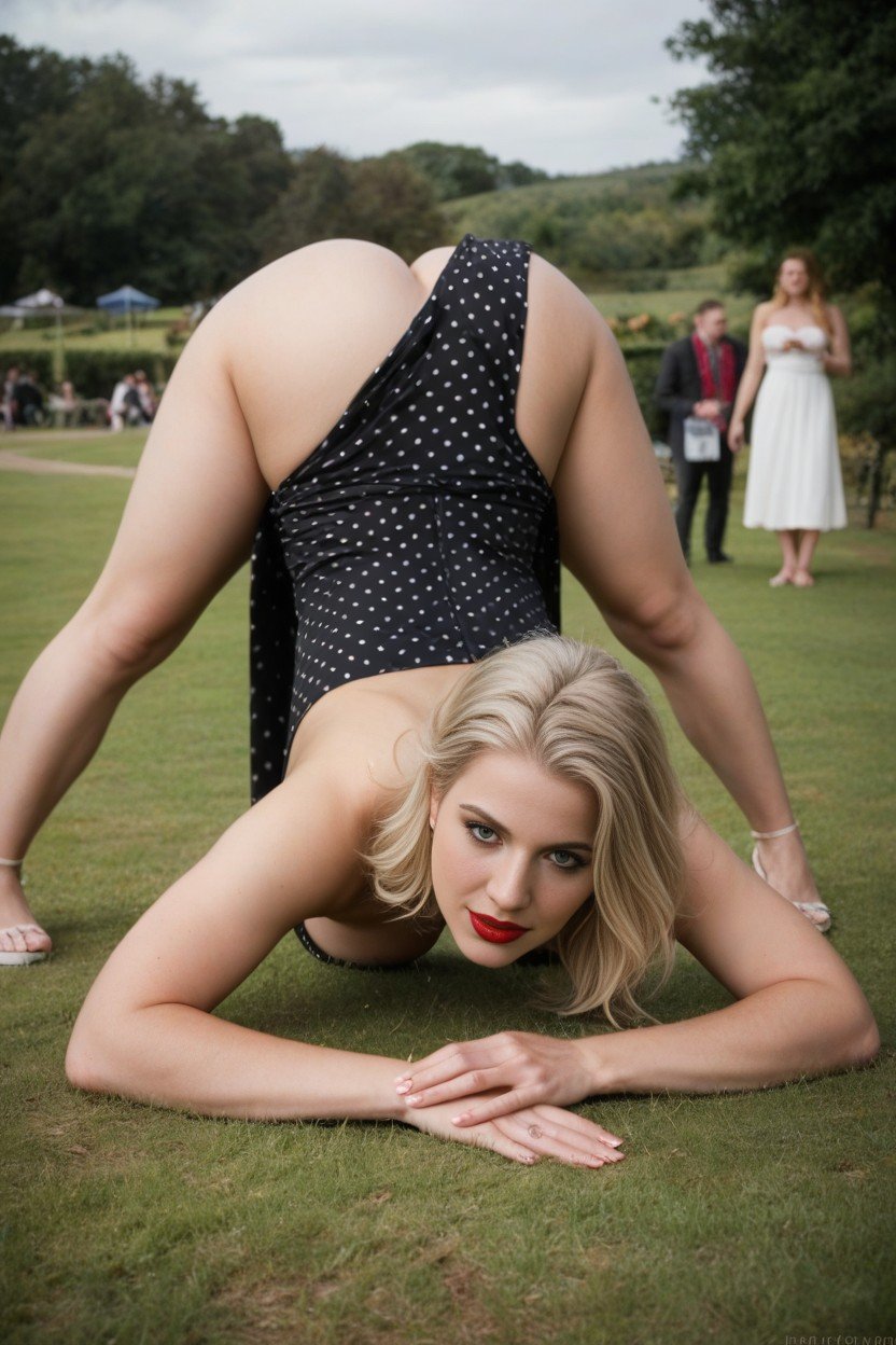 Woman With Medium Blonde Hair And Red Lipstick, 小姐姐, No Panties人妖AI色情