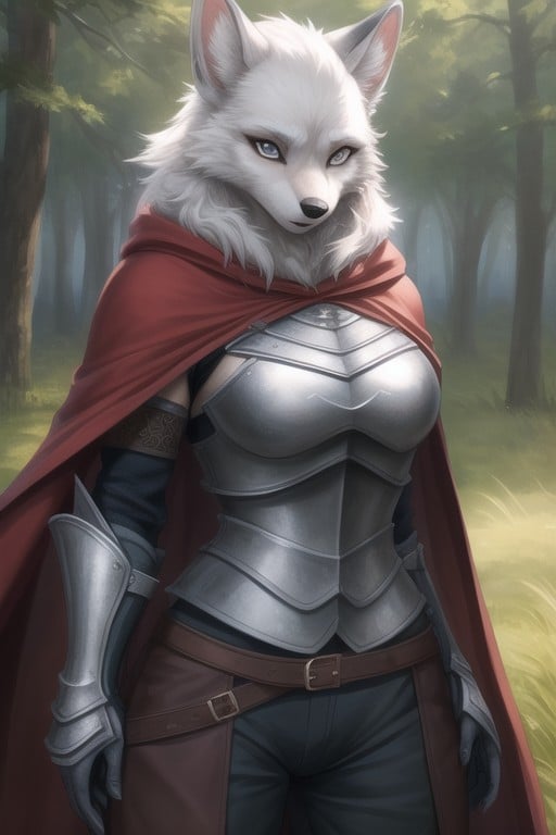 Armored Pants, Armor Gloves, Dog Furry Woman In Full Set Of Witcher Armor Furry AI Porn