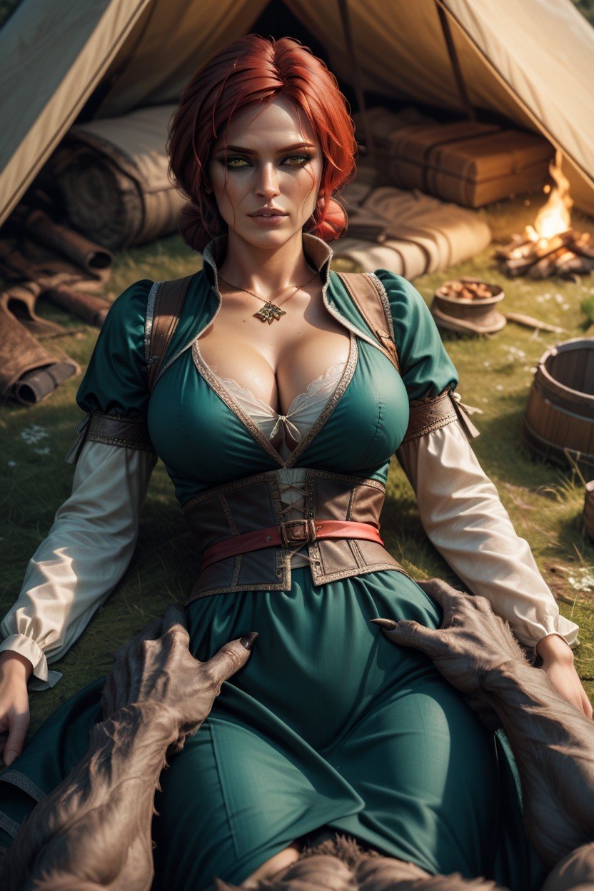 Waist Shot, Triss Fucking Werewolf, Laying AI Porn