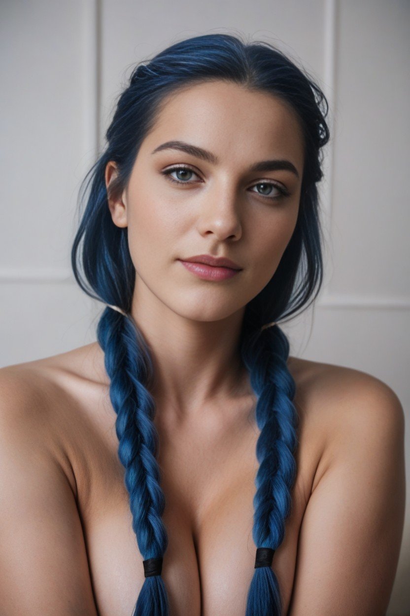 Skinny, Naked, Blue Hair AI Porn