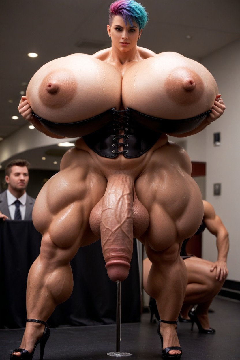 Huge Nipples, Gigantic Abdominal Obliques, Precum Shemale AI Porn