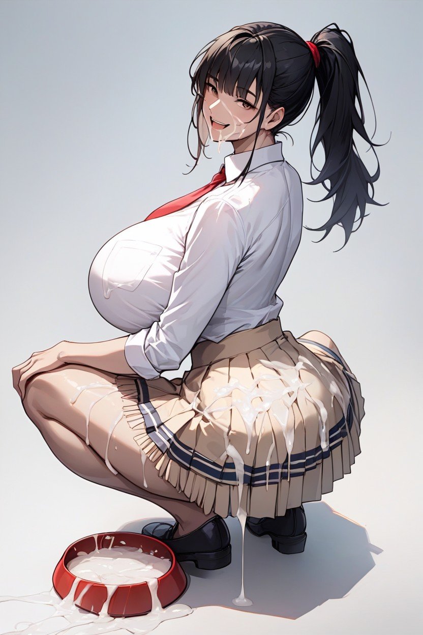 Full Body, Shot School Skirt, Ponytail AI Porn