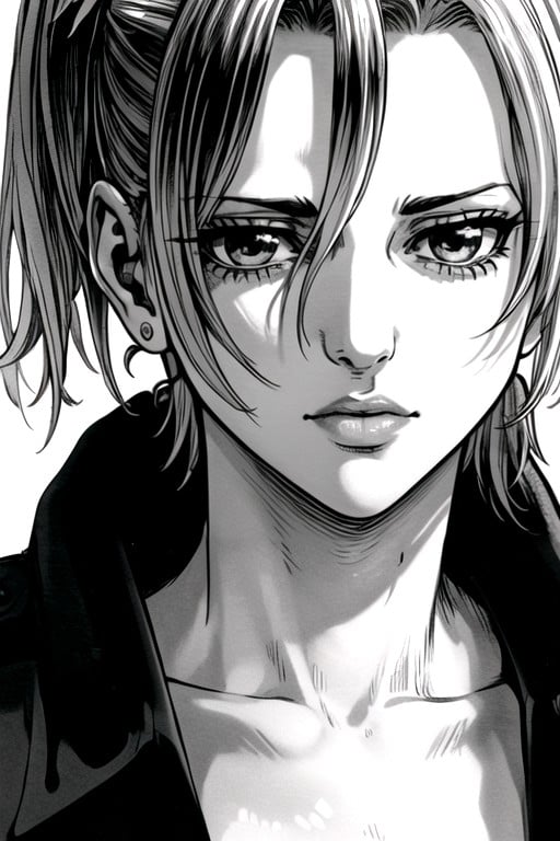 Annie Leonhart (attack On Titan), 1 Pessoa, Black & White Manga Hentai IA pornografia