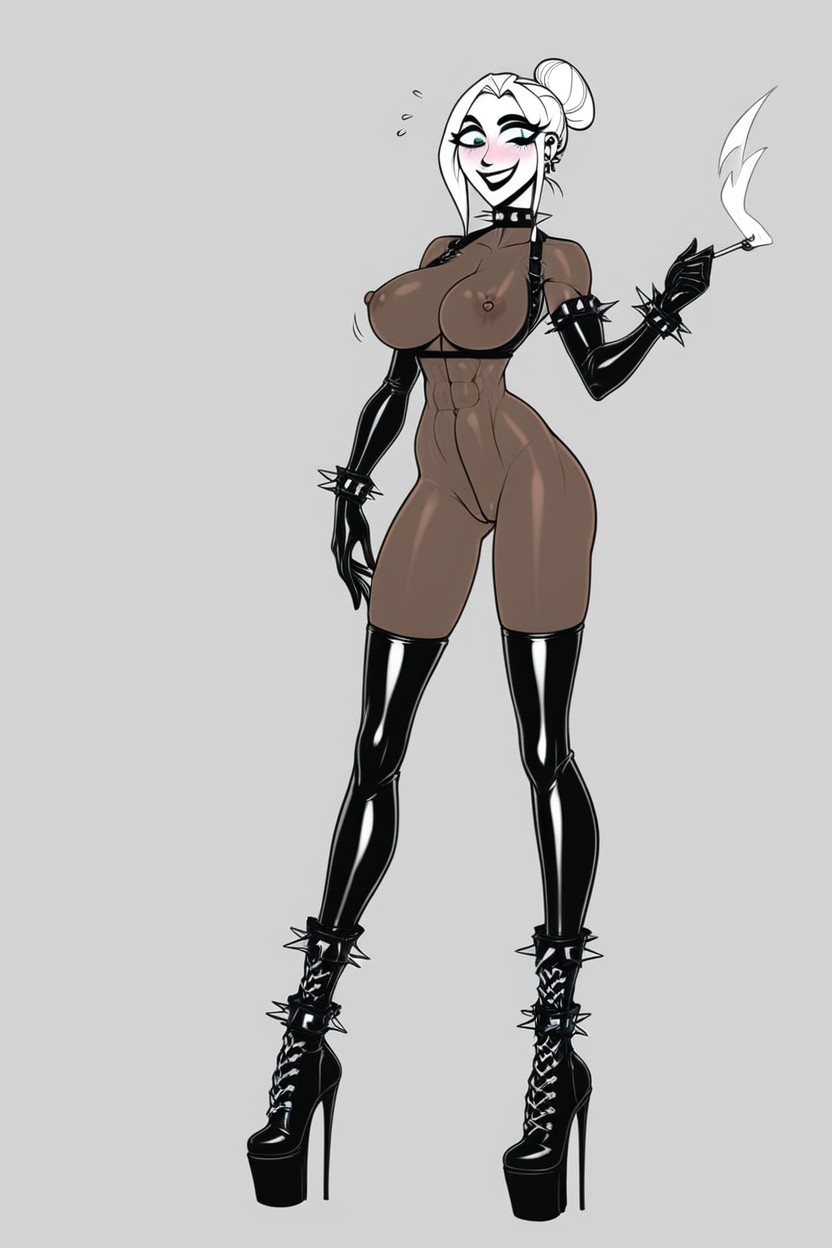 Nude, Hyper Tits, Sheer Latex Bodystocking AI Porn