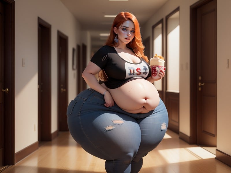 Extremely Obese, Massive Hang Belly, Очень Пышная Женщина ИИ порно