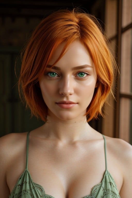 Ginger, Green Eyes, Very Short Hair AI Porn