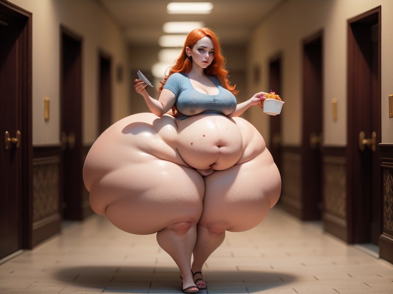 Hips Fill Hallway, Gigantic Massive Belly, Corpo Todo Pornografia de IA