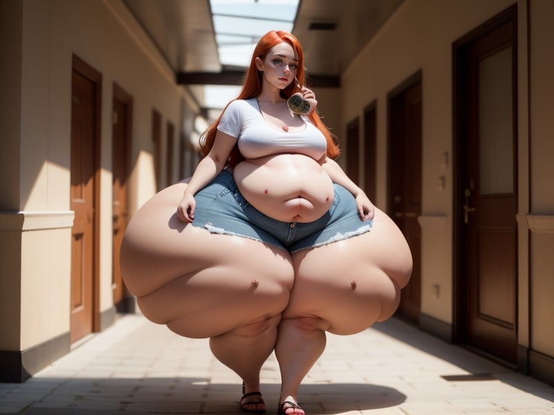 ジーンズ, Massive Ssbbw, Hips Fill HallwayAIポルノ