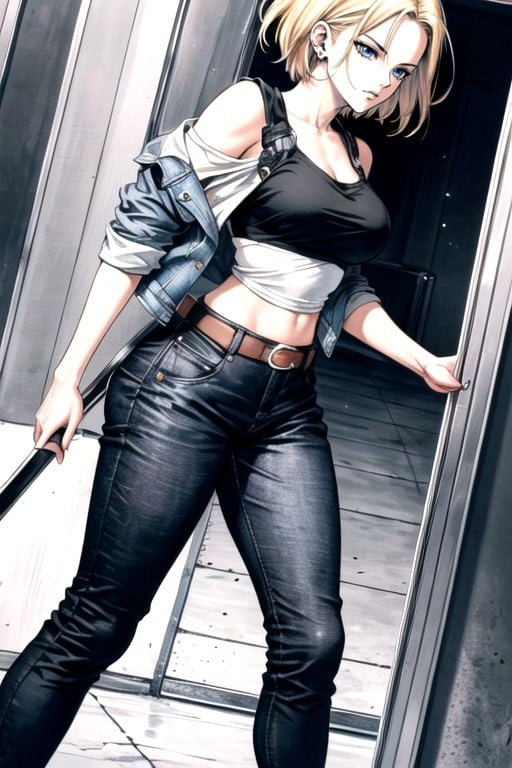 Her Superhuman Strength And Speed Make Her A Formidable Fighter, Android From Dragon Ball Is A, Android 18 (dragon Ball Z)Porno IA transsexuelle