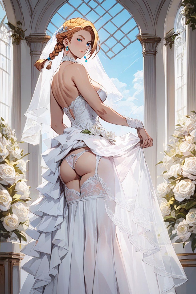 Braided Side Ponytail, パンチラ, Gorgeous Wedding DressesAIポルノ