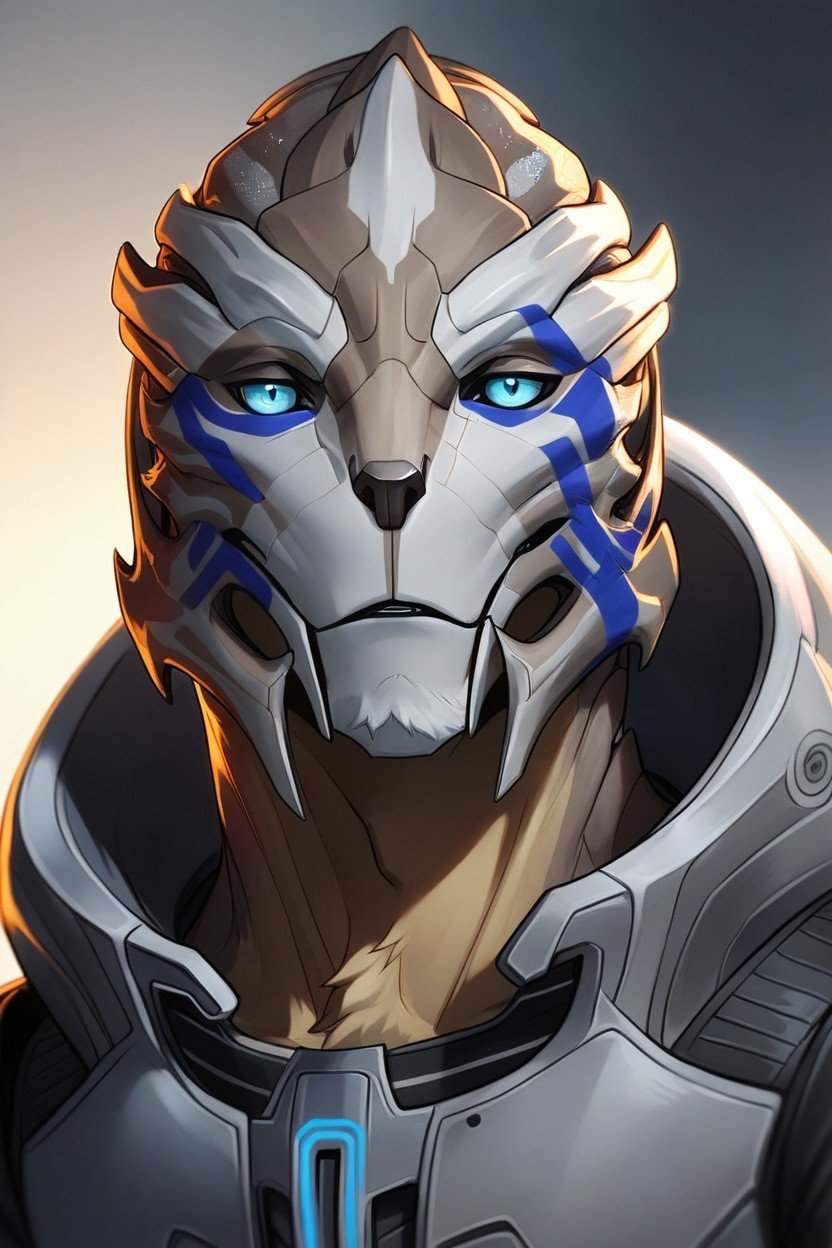 Close Up On Face, Heavy Armor, Strong And Big Turian From Mass EffectファーリーAIポルノ