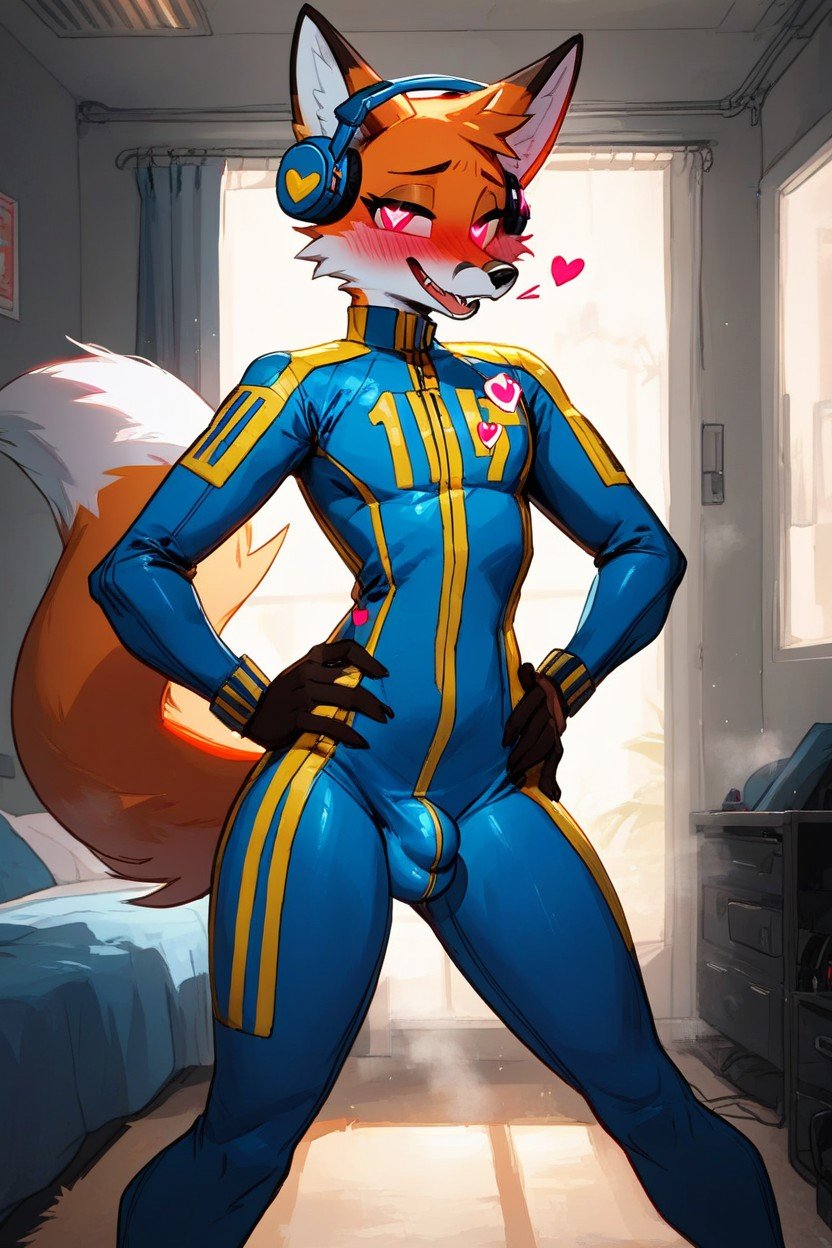 Bodysuit, Skinny, Hot Pink Vault Suit Furry AI Porn