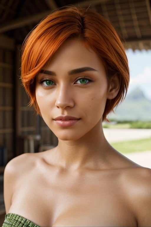 Green Eyes, Polynesian, Bust Shot Furry AI Porn