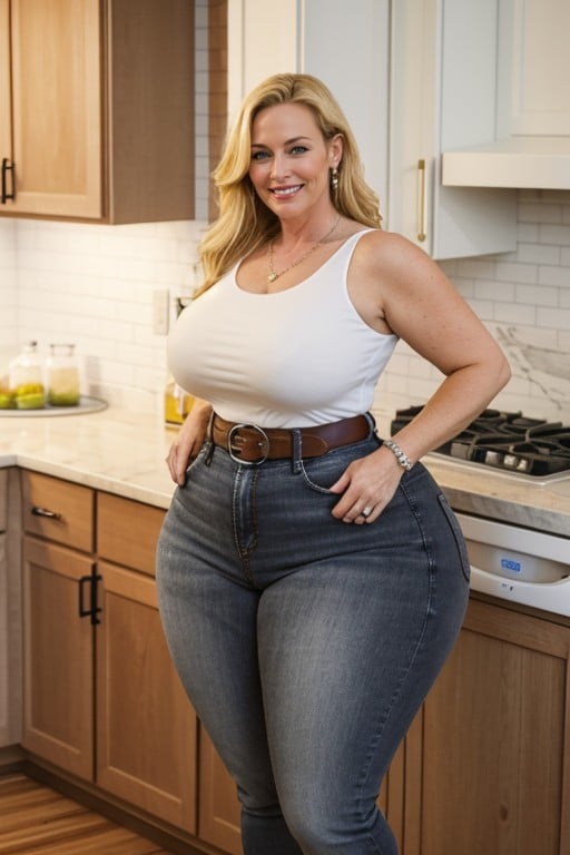 30+, Thick, Gilf Bimbo Wearing Tight Black Jeans AI Gay Porn