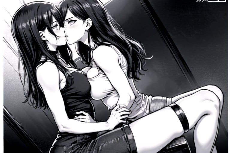 Besar (lesbianas), 2 Personas, Sentada Con Las Piernas AbiertasPorno AI Hentai