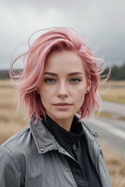 Pixie Cut, Medium Ass, Pink Hair AI Porn