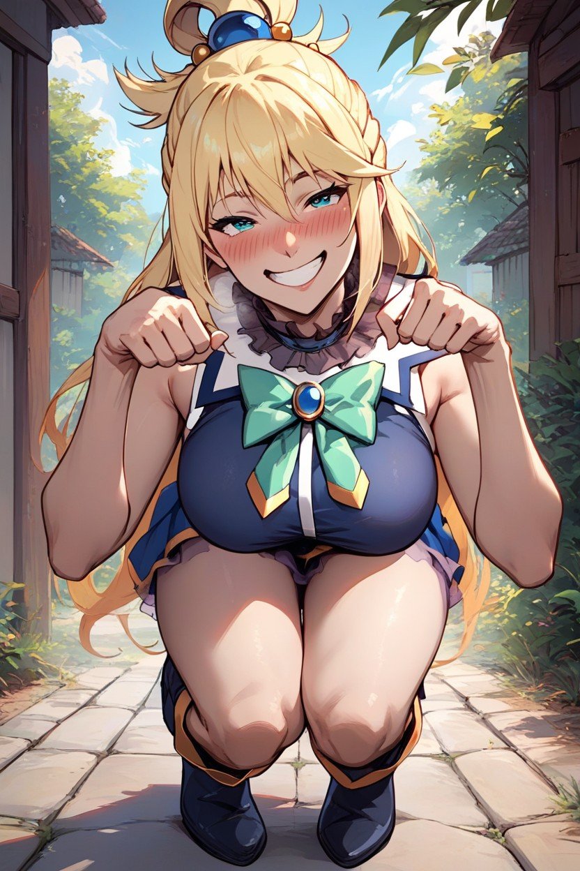 Aqua From Konosuba, Pet Pose, Blonde Hair AI Porn