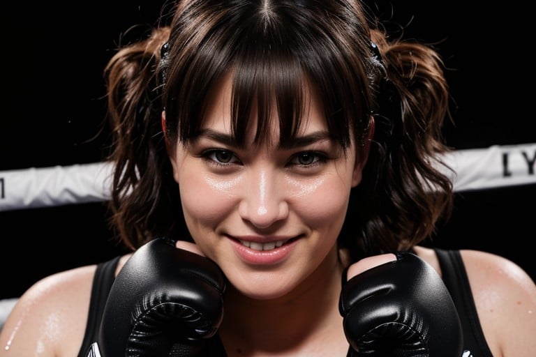 Bangs, Woman With Fingerless Mma Gloves On, Chubby AI Porn