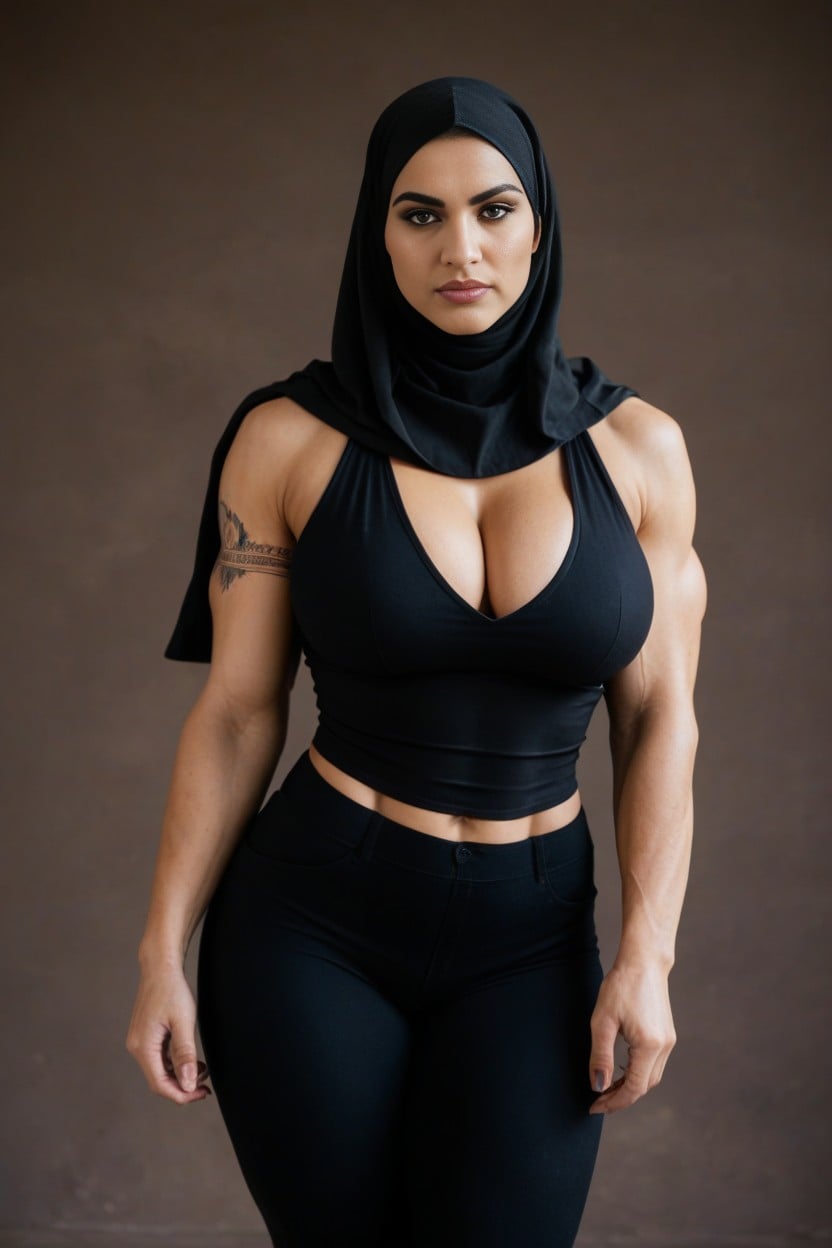 Arab, Massive Big Thick Woman, Cleavage AI Porn