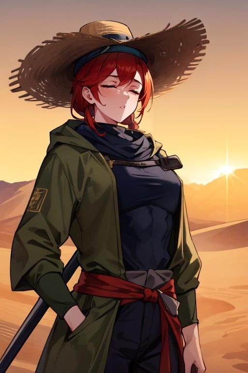 Ninja Cowboy, Wide Hat, Muscular ArmsPorno AI Hentai