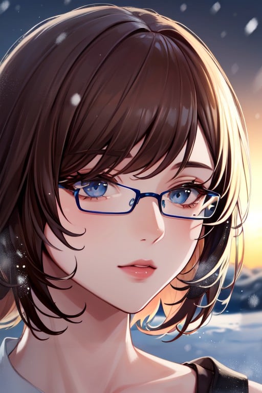 Glasses, Brunette, Snowing Hentai AI Porn