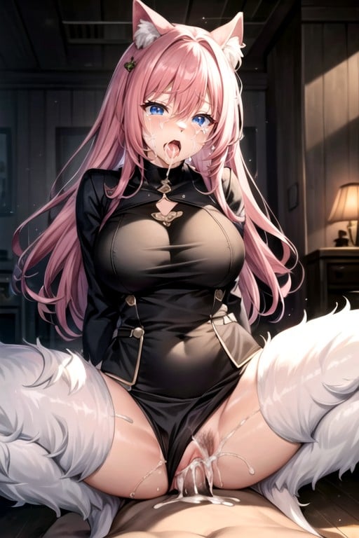 Cum Inflation, Pink Hair, Military Uniform Woman Dress Hentai IA pornografia