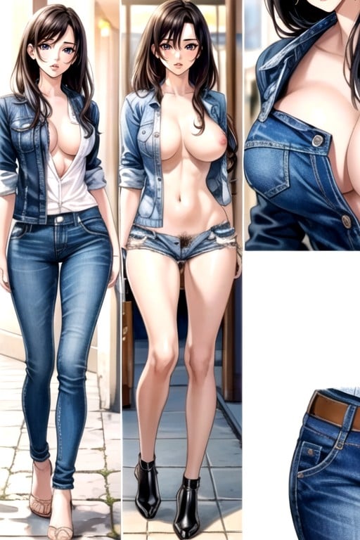 Full Body, Manga In Color, Jean Shorts AI Porn