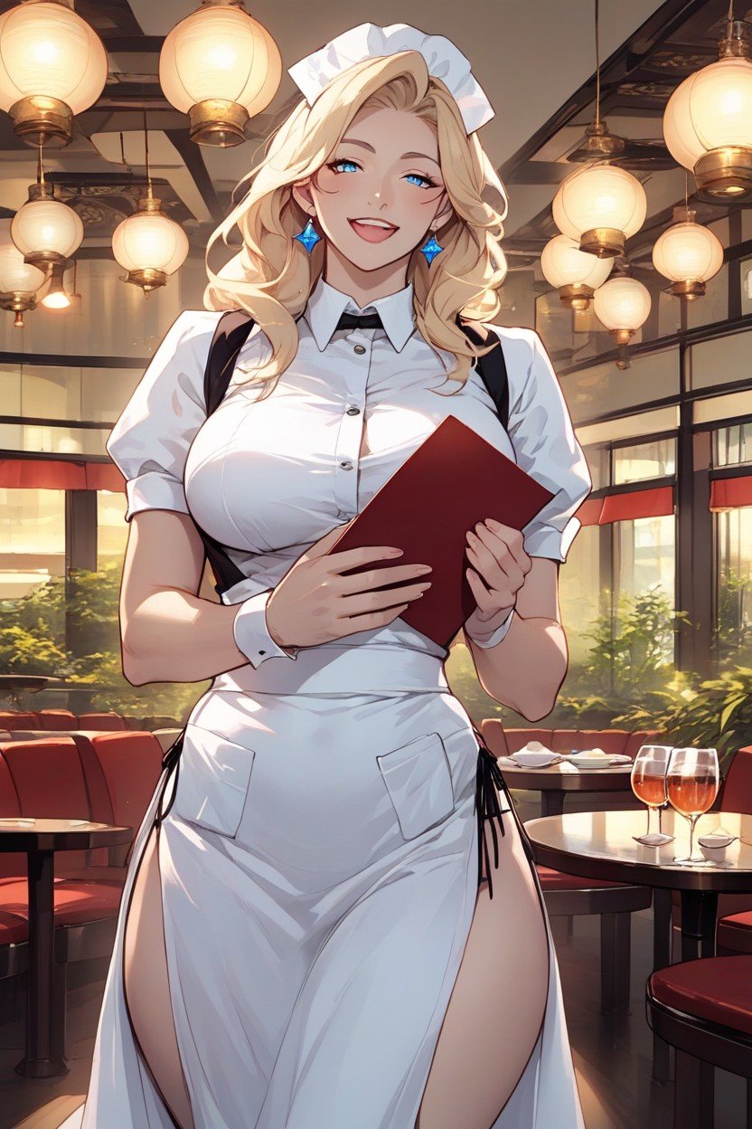 Clothes Waitress, Japanese, Night AI Porn