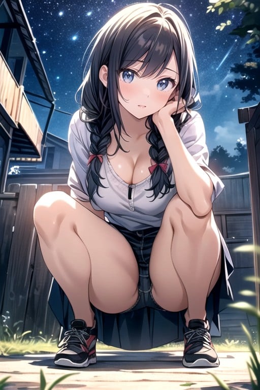 Outdoors, Soft Shadow, Braided Hentai AI Porn