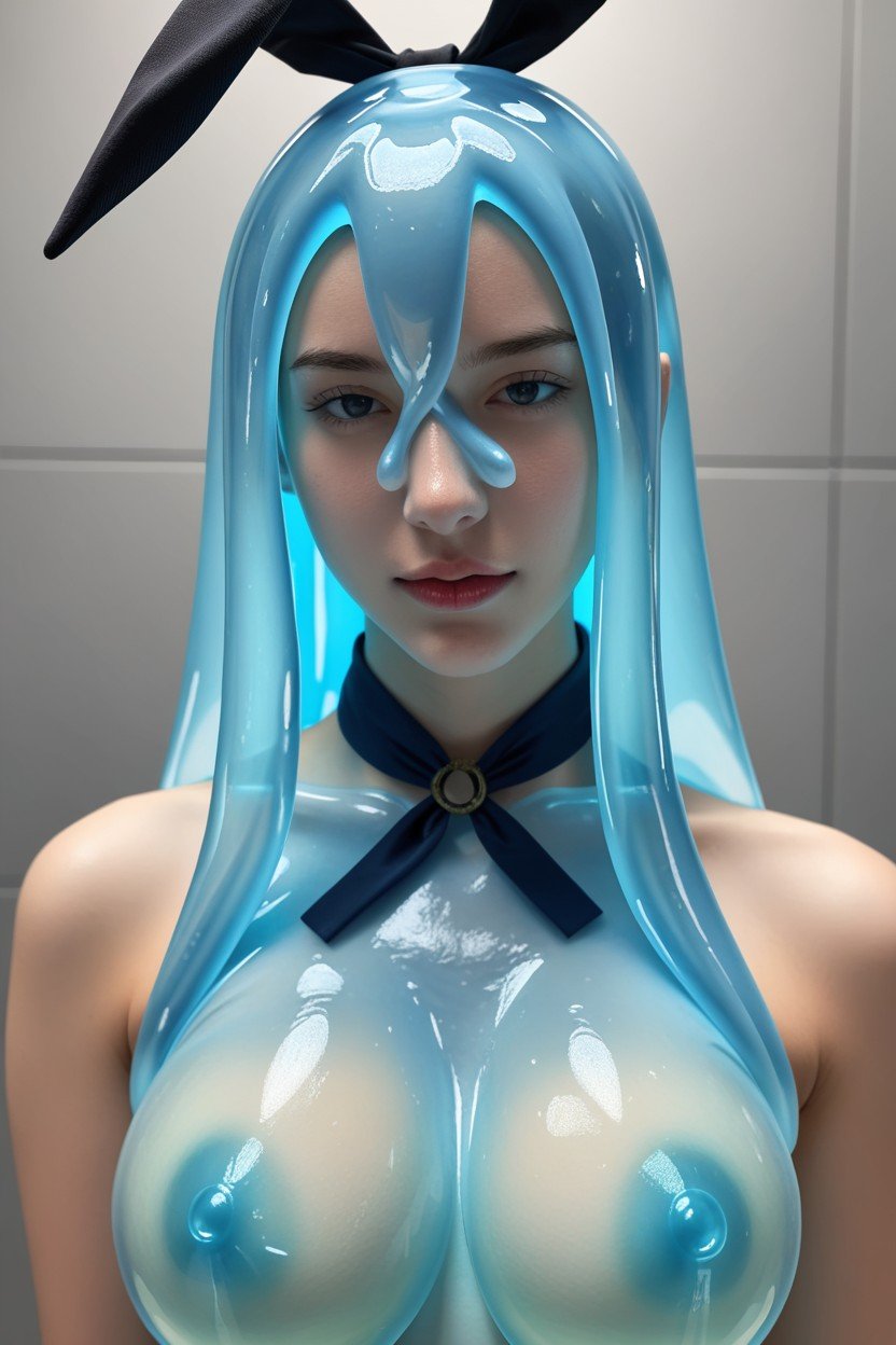 Transparent Slime Face, Blue Skin, Raw Photo Furry AI Porn