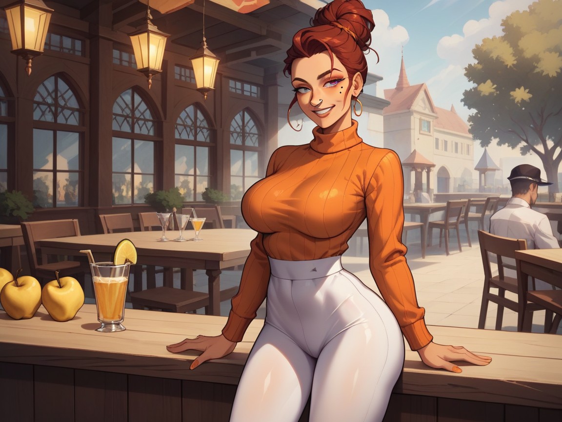 Tall Body, Orange Sweater, Woman AI Porn