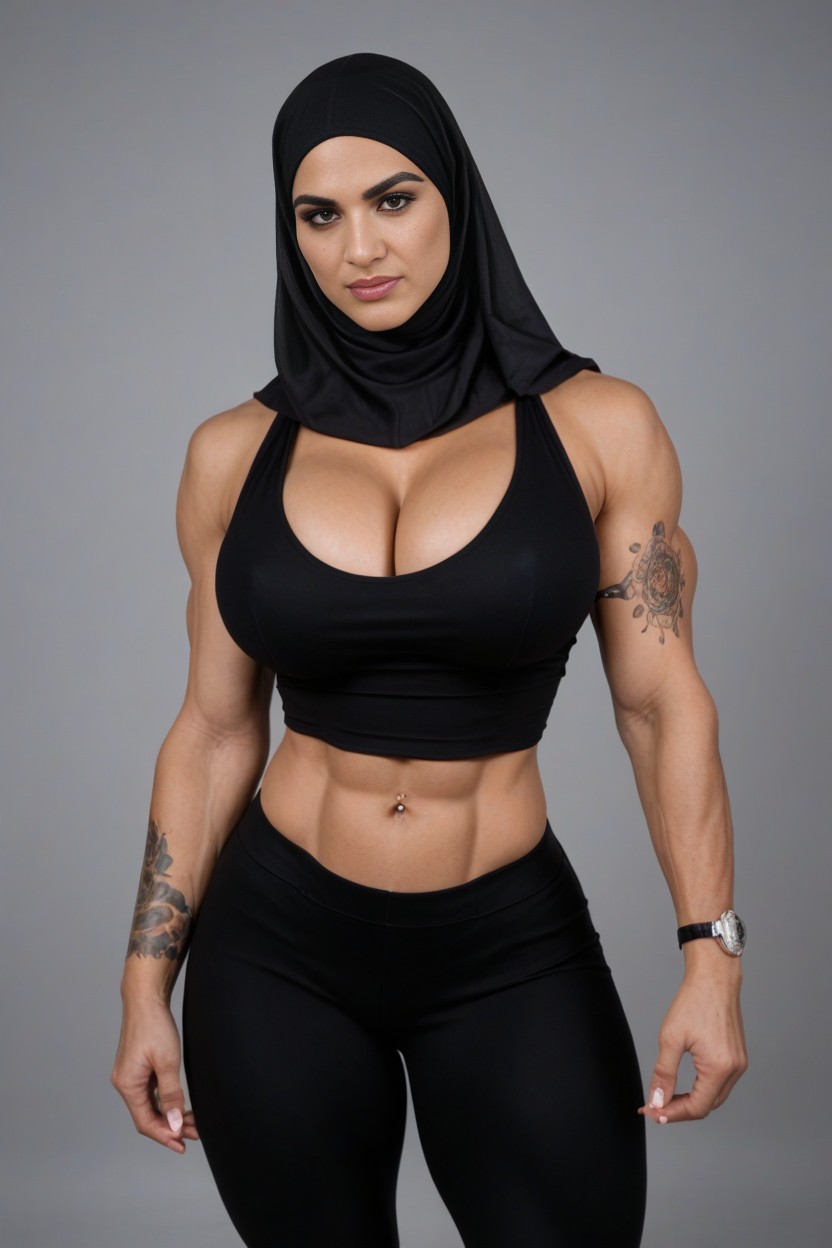 Tattoo, Arab Woman, Purple Hair AI Porn