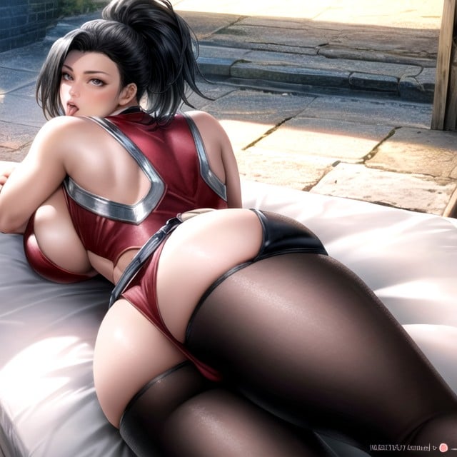 Allongé (de Derrière), Momo Yaoyorozu (my Hero Academia), MuscléPorno IA