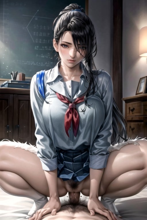 School Uniform, Ponytail, Long Length Hentai AI Porn