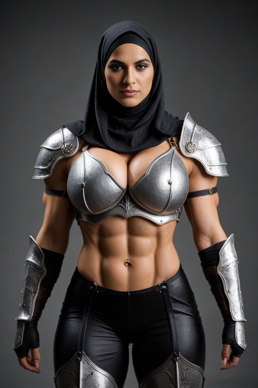 Extremely Muscular, Gants D'armure, Massive Big Thick WomanPorno IA transsexuelle