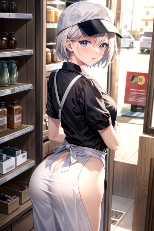 White Hair, Convenince Store Worker, Hungarian AI Porn