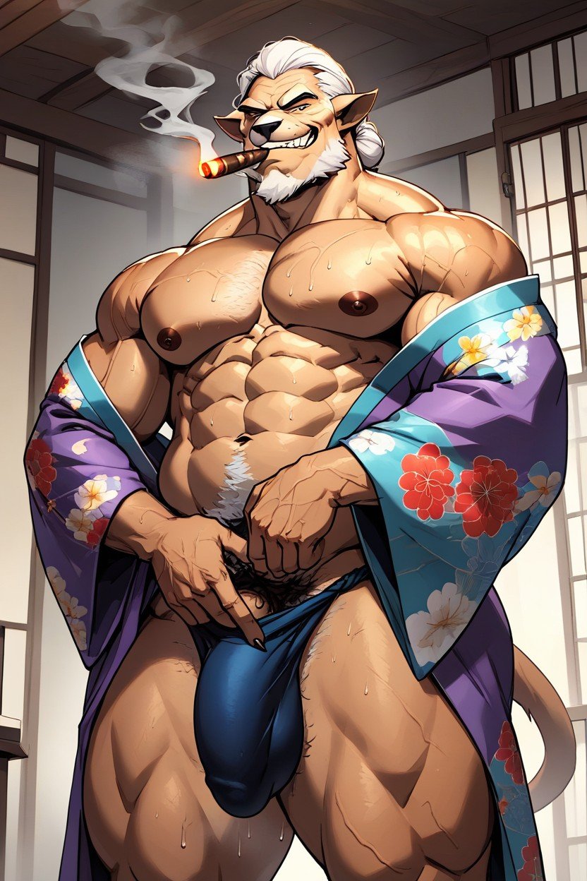 Gruesa, 60+, Smoking A CigarPorno AI Furry