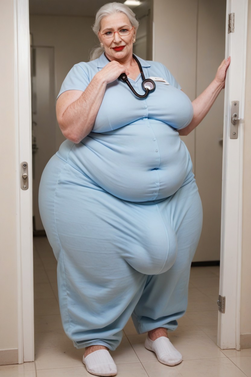 Hyper Hairy Arms, Extreme Weight Gain, Holding Clipboard Shemale AI Porn