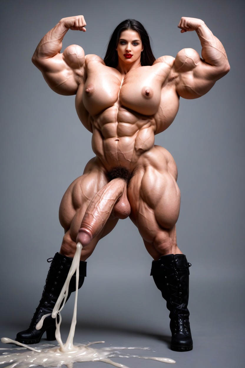 Thick Huge Pubic Hair, Medium Boobs, Hyper Giant Muscles Shemale AI Porn