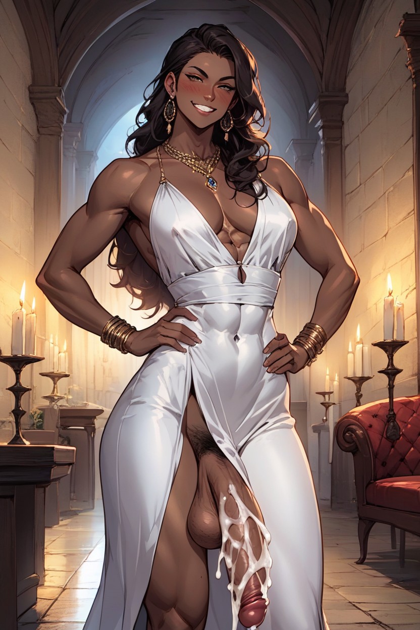 Extra Tight Dress, Large Erection, Feminine Face Hentai AI Porn