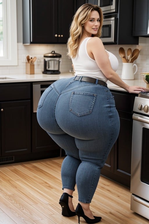 Jeans, Cozinha, Huge Ass Pornografia de IA