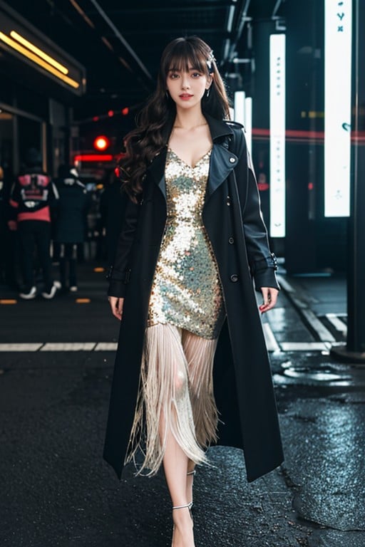 Robe À Sequins, Corps Entier, Trench-coatPorno IA