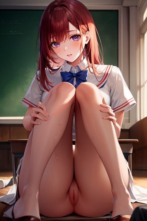 Vagina, School Wet Uniform, Blue And Red Hair AI Porn