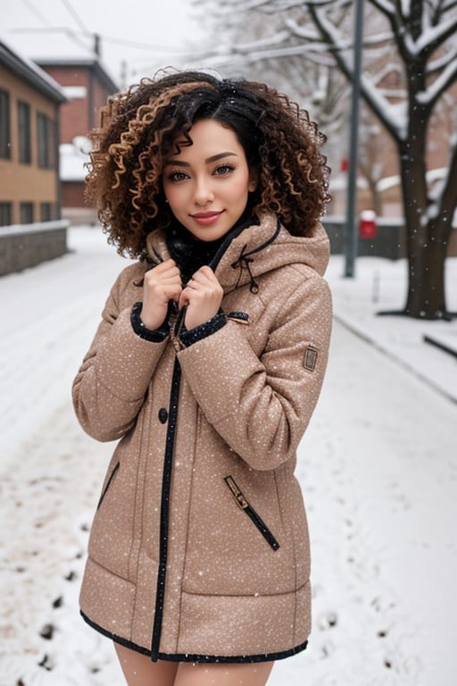 Gyaru, Afro, Yeux MarronsPorno IA